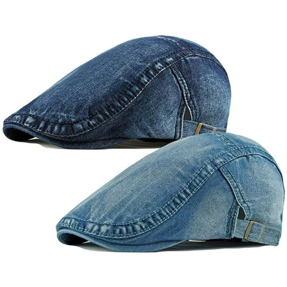 Other - 2 Pack Mens Denim Cotton Newsboy Cap Ivy Gatsby Driving Cabbie Hats